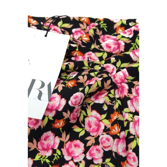 Zara NWT Floral Print Ruched Mini Skirt Medium - Picture 4 of 12